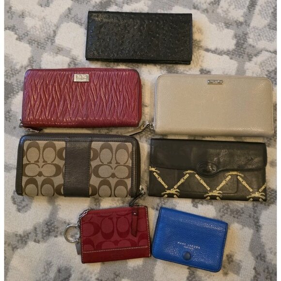 Assorted Wallet Bundle Lot of 7 Coach Kate Spade Marc Jacobs And More - Picture 1 of 16